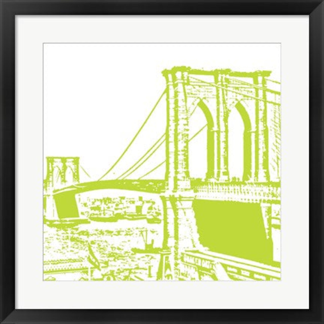 Framed Art Lime Brooklyn Bridge by Veruca Salt Wall Decor 18x24 Artwork
